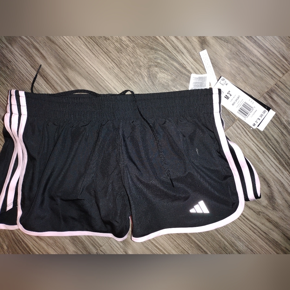 Pink stripped addias